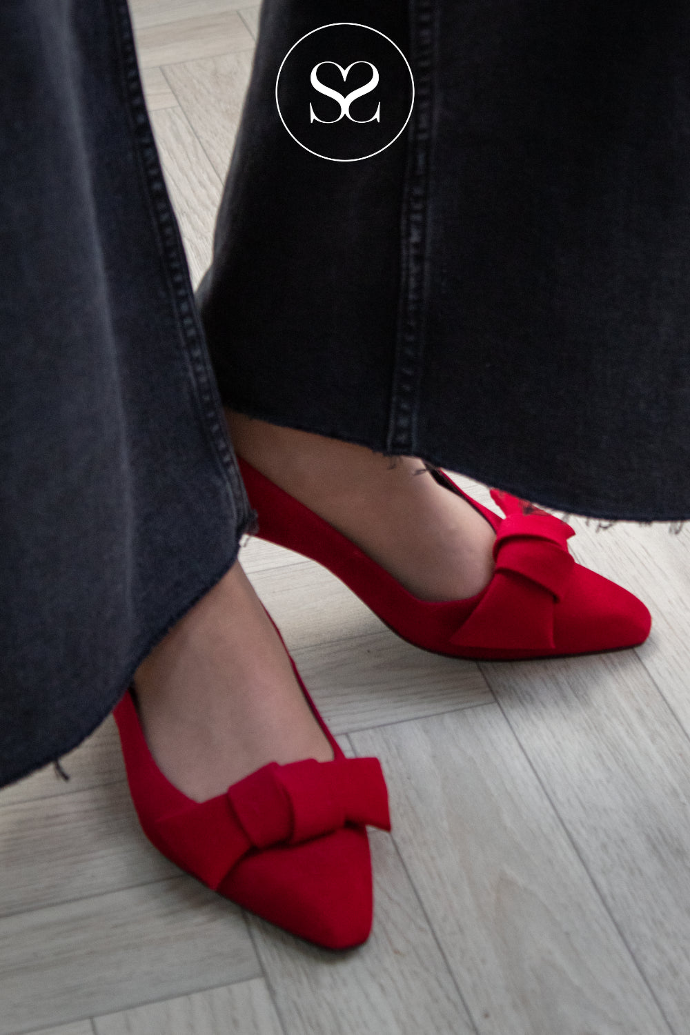 LODI RED SUEDE POINTED PUMPS SHOES - BED5527