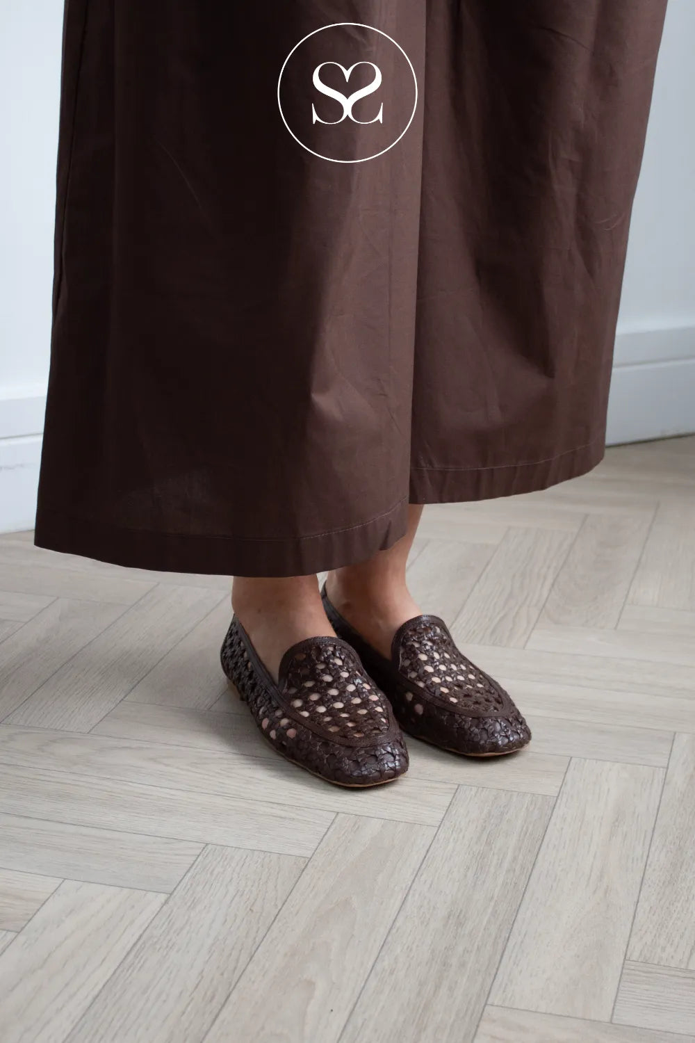 Unisa Chocolate Brown Woven Loafers - Baix ireland