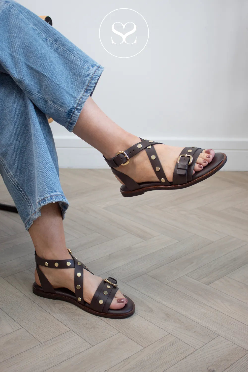 Wonders Brown Flat Gladiator Sandals - AB-1642