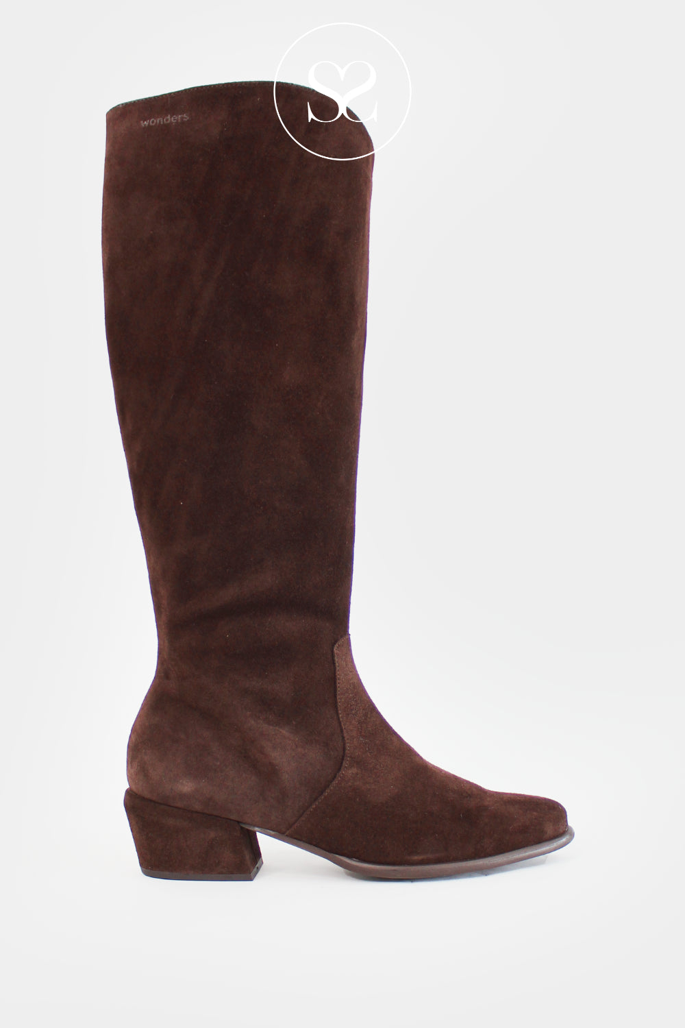 WONDERS BROWN SUEDE POINTED TOE KNEE HIGH BOOTS D-2003