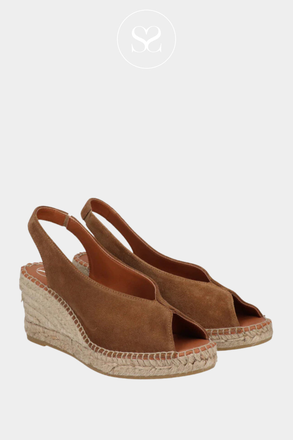 Viguera Brown Suede - Slingback Espadrille Wedges - 2127