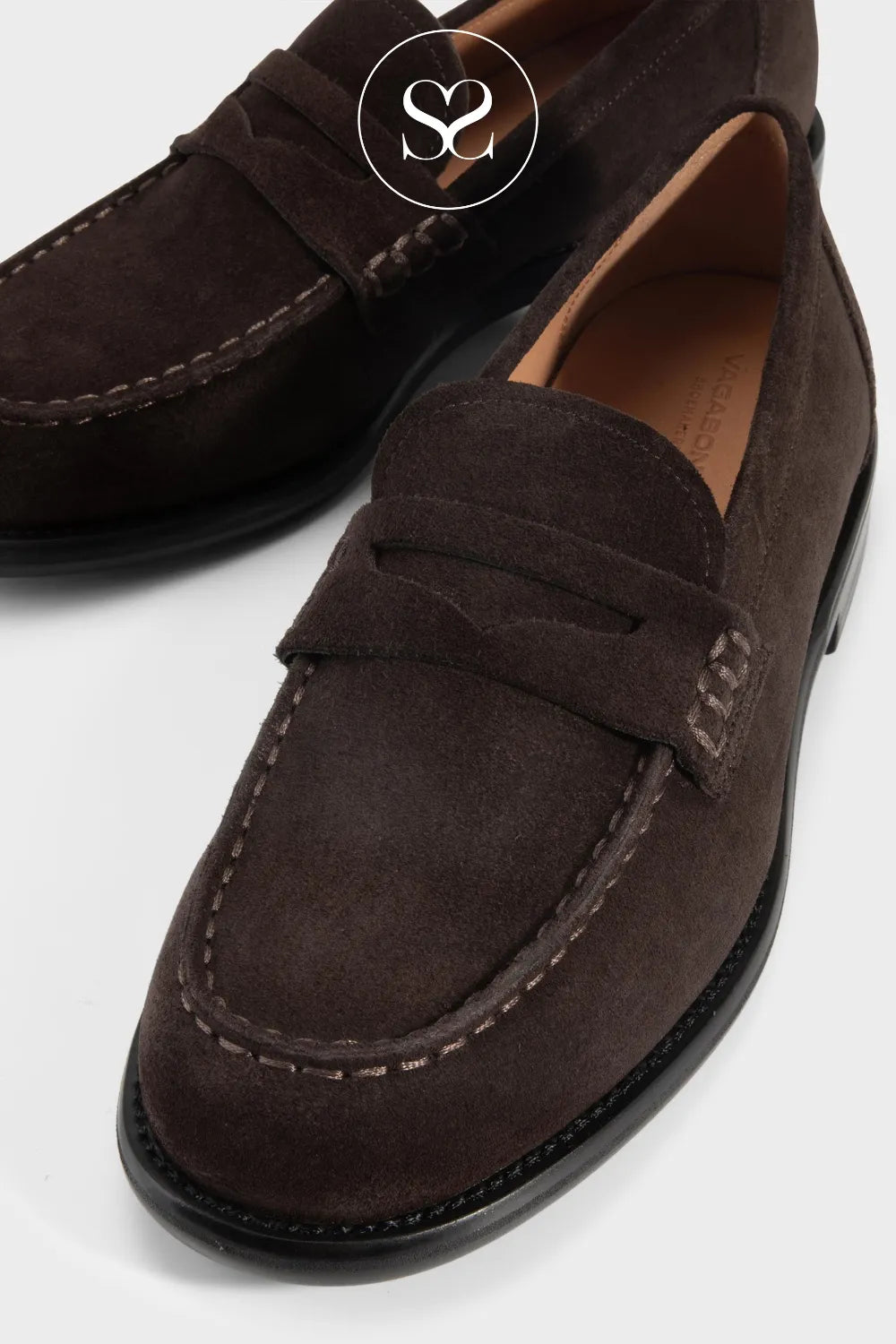 VAGABOND CHOCOLATE BROWN SUEDE LOAFER LINN