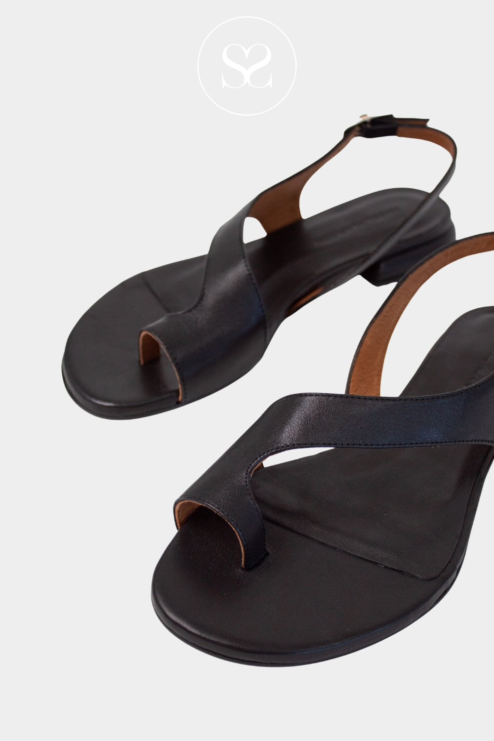 Angel Alarcon Black Flat Block heel sandals Morena