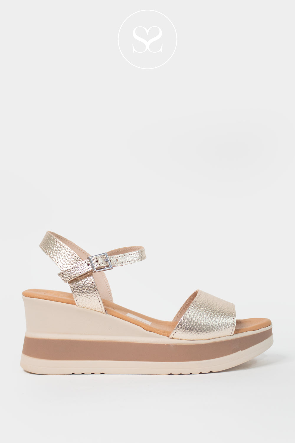 Oh My Sandals Gold Wedge Sandals 5982 - Ireland