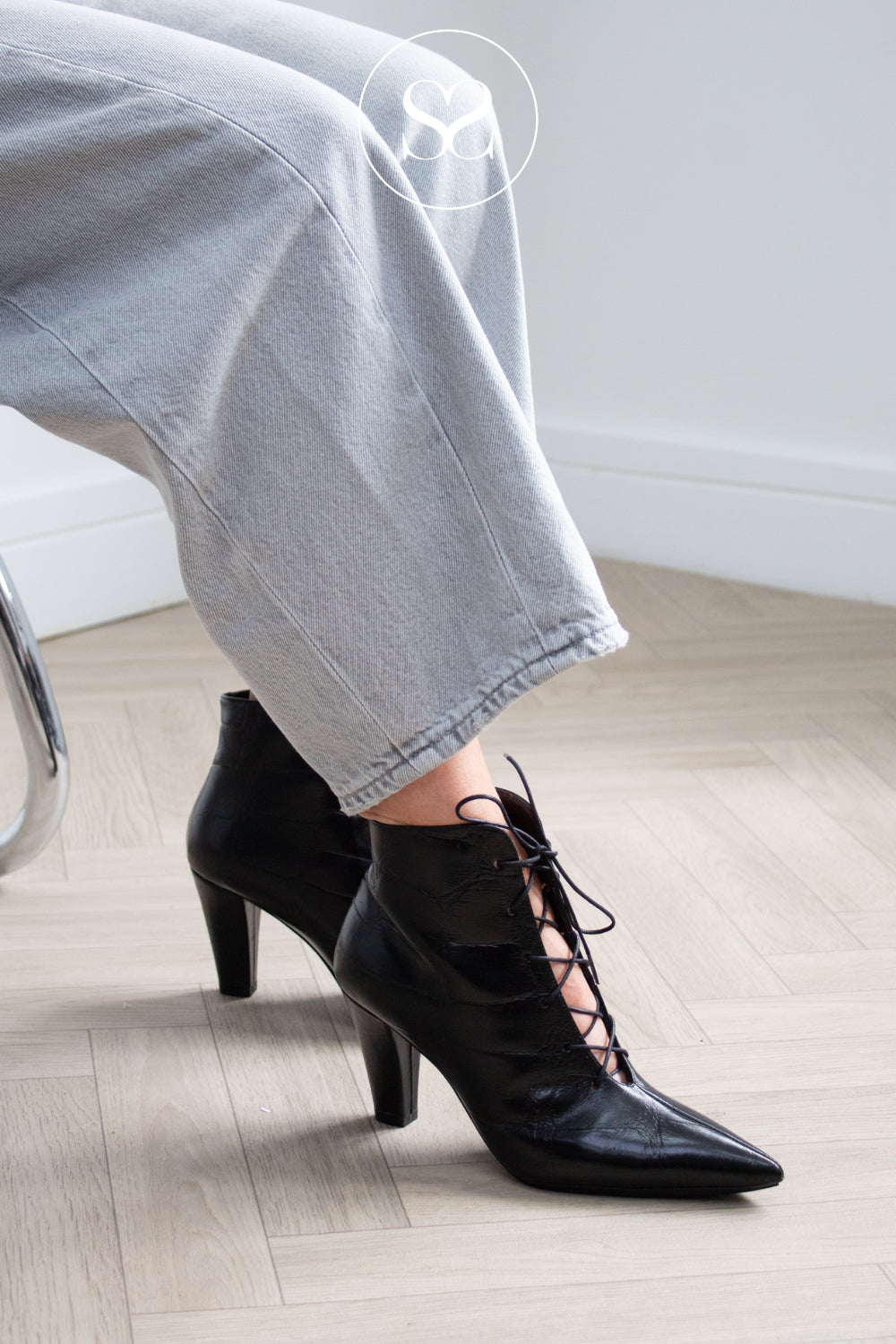 Lodi Black Lace-up Ankle Boots -Risole for women - Ireland