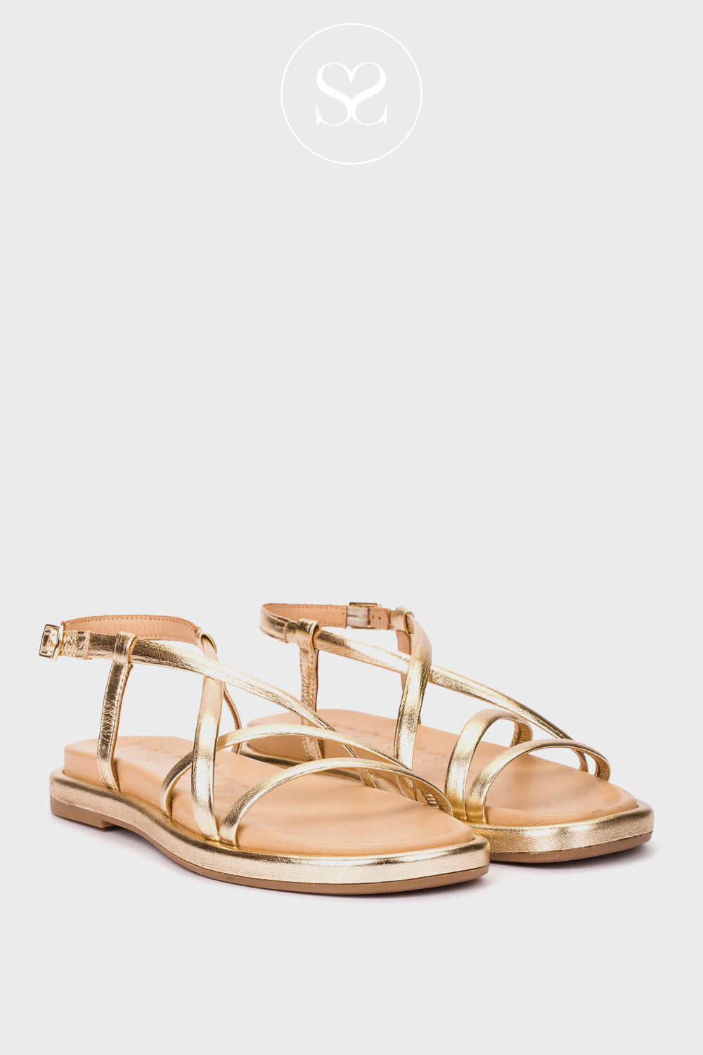 Wonders Gold Strappy Sandals AT-1051