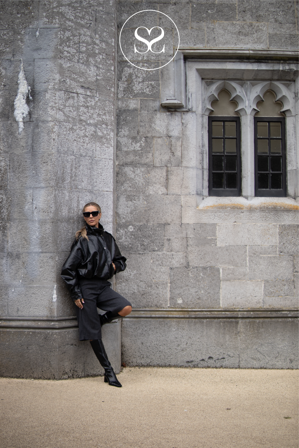 Black Faux Patent Leather with High Collar - CV2212