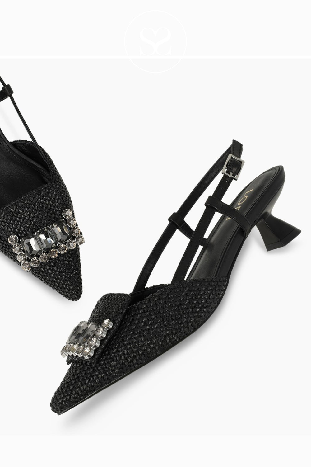 black lodi a-casopeia sling back kitten heel shoes available in Ireland