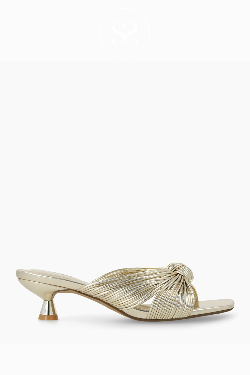 Lodi Gold Textured Heeled Mule Sandals - A-Denia