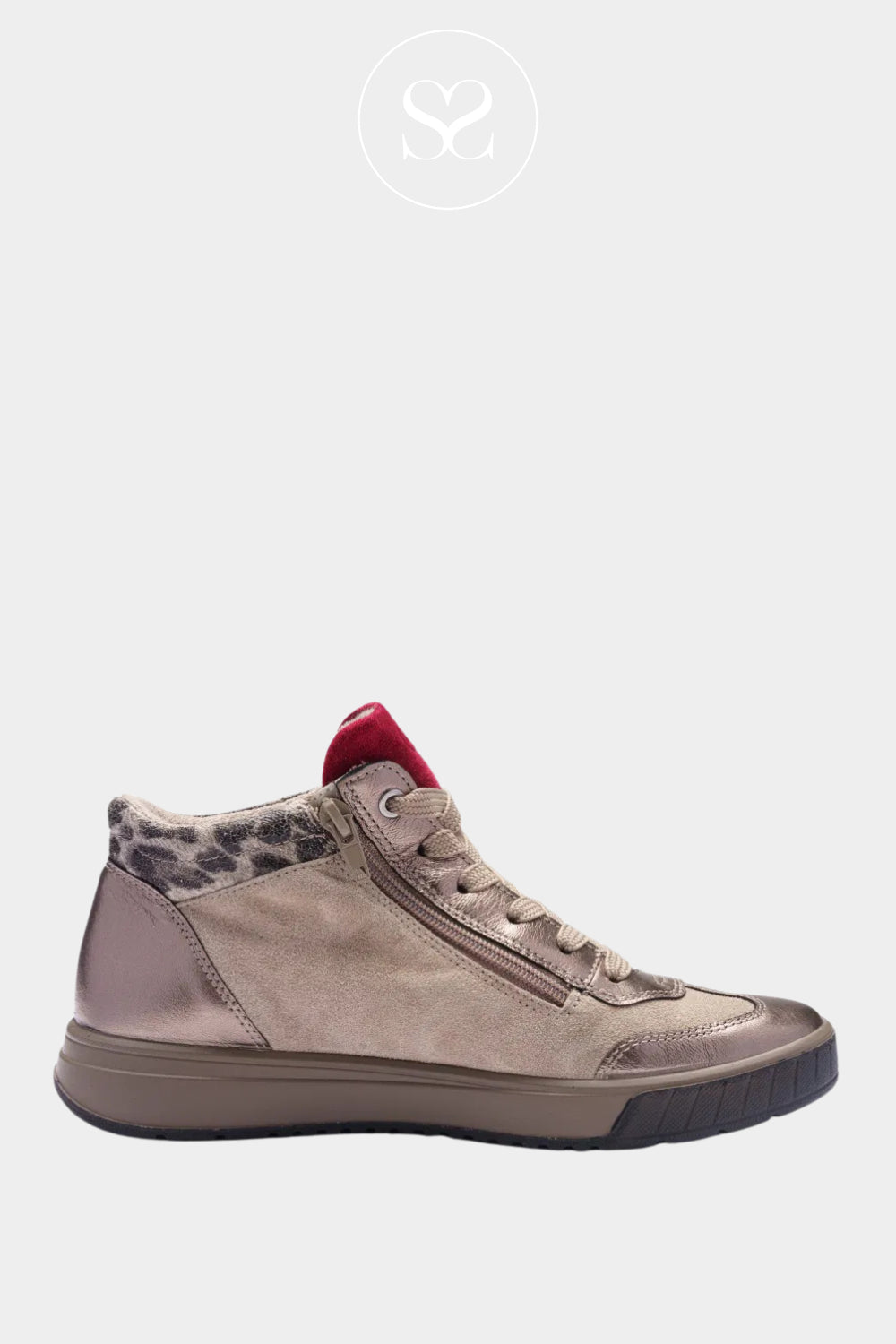 Ara - Bronze & Red High Top Slip-On Trainers for Women - 12-50022