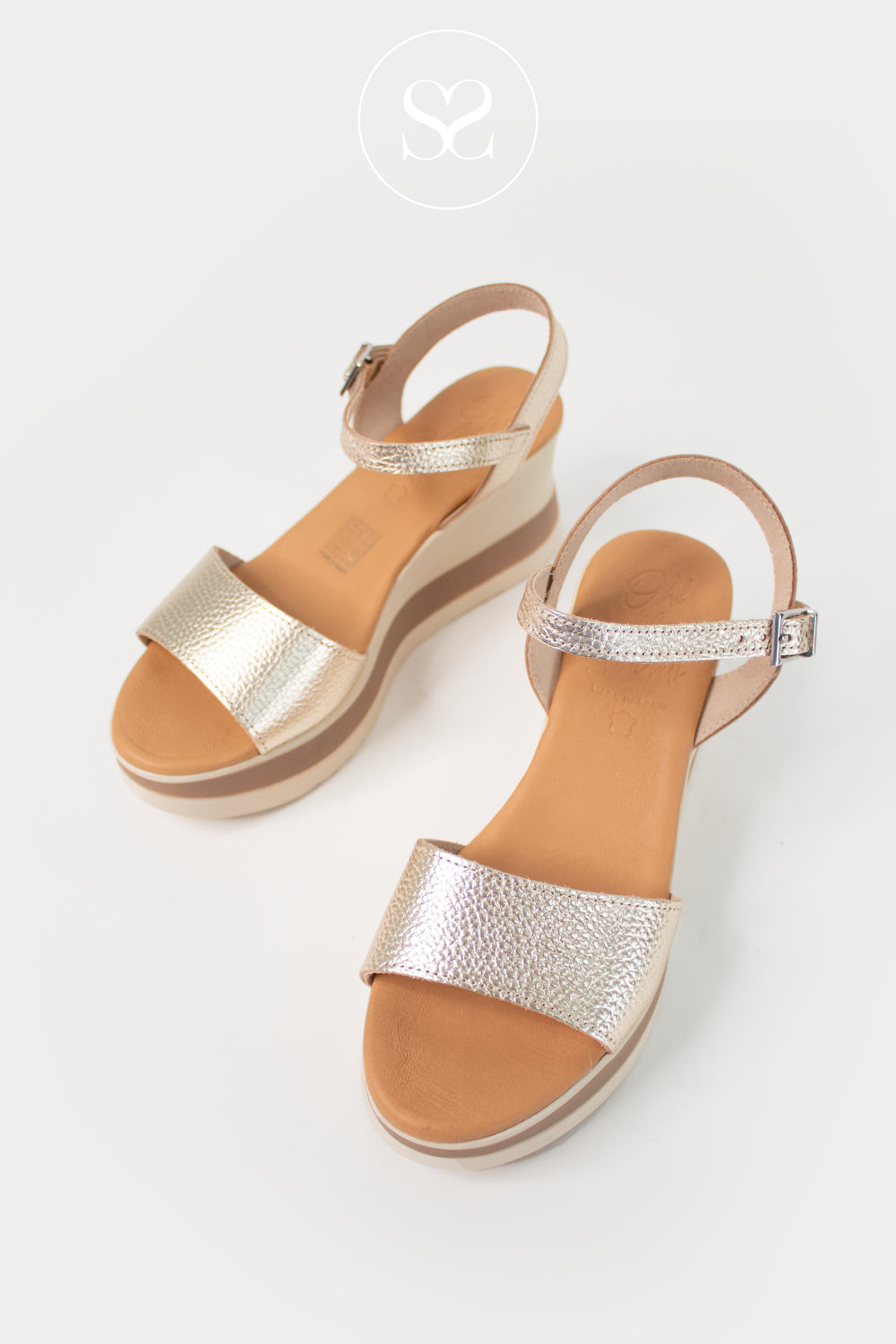 Oh My Sandals Gold Wedge Sandals 5982