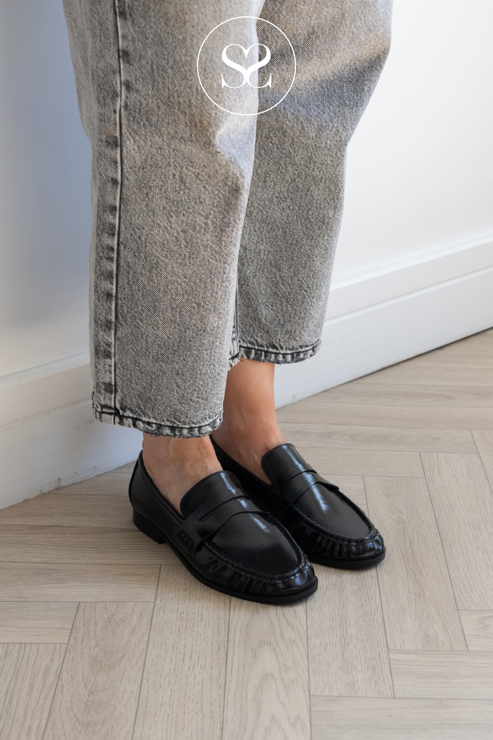 Bianco Black Leather Penny Loafers - Biacarma