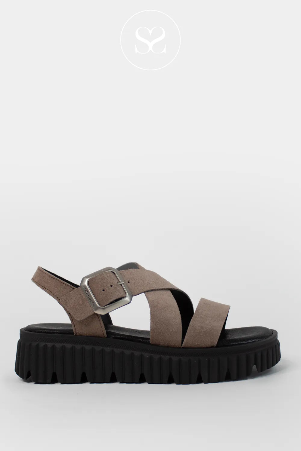 Tamaris Taupe Chunky Gladiator Flatform Sandals 1-28705-44