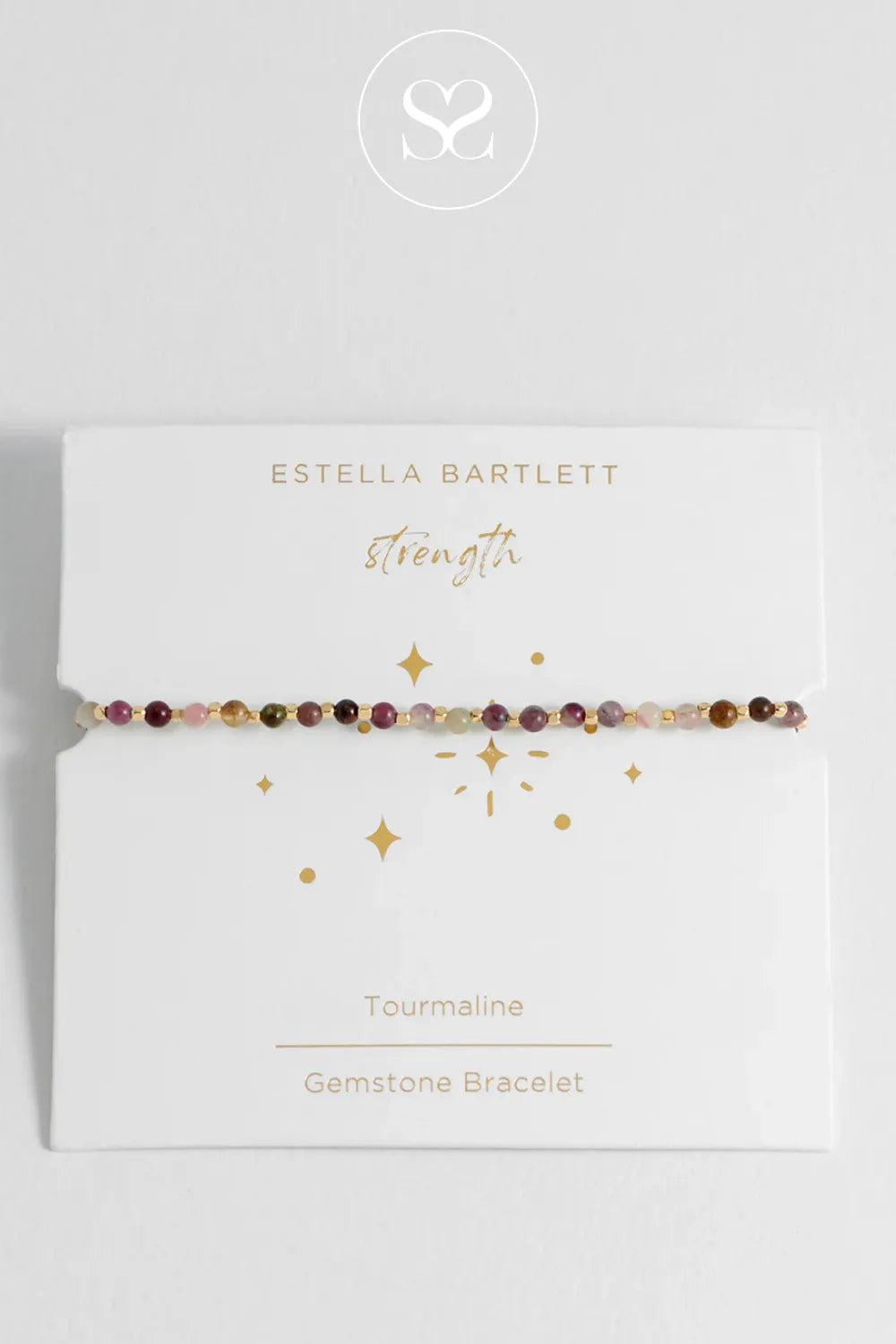 ESTELLA BARTLETT GOLD PLATED TOURMALINE WELLNESS AMELIA BRACELET EBB6865G Crafted with natural tourmaline gemstones, known for their vibrant mix of colours and unique energy