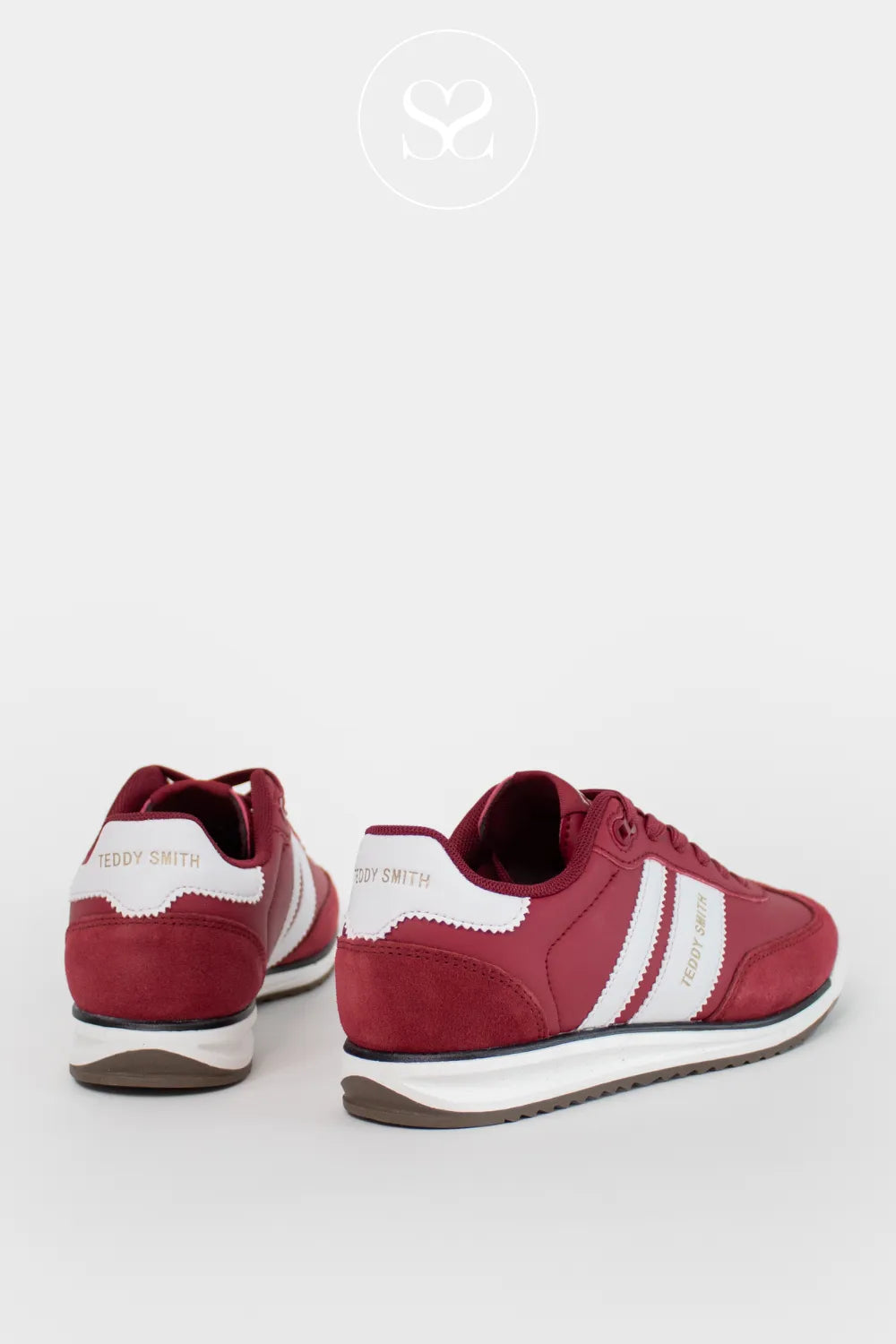 TEDDY SMITH 120320 RED & WHITE RETRO SPORTY TRAINERS FOR WOMEN