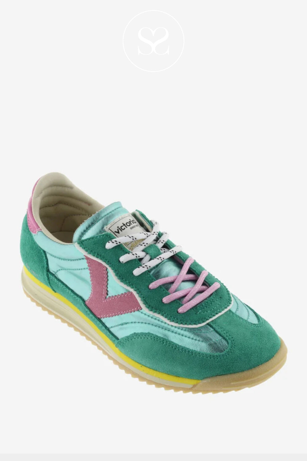 Victoria Metallic Green & Pink Retro Trainers 1158111