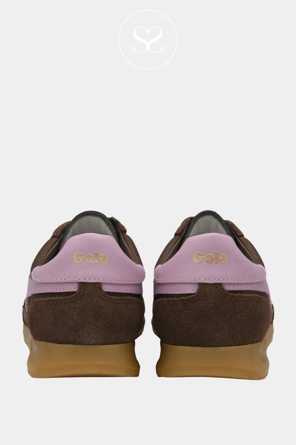 GOLA Retro Brown Trainers - Tornado Warm brown upper with pink contrast detailing ;for a chic yet playful finish.