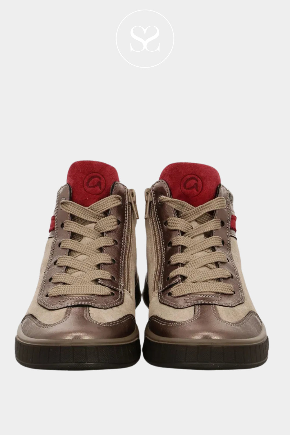Comfortable Ara - Bronze Metallic High Top Slip-On Trainers for Women - 12-50022