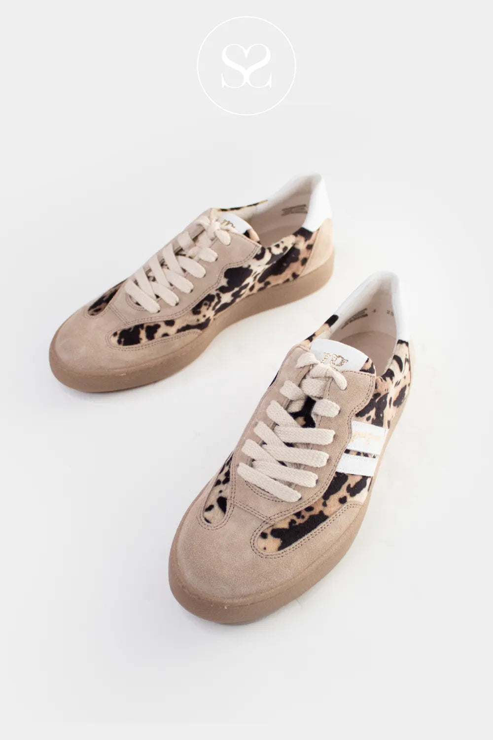 Paul Green Leopard/Taupe low profile trainers 5437-139 Premium leather and suede craftsmanship