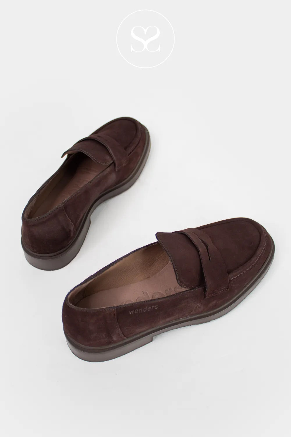 WONDERS CHOCOLATE BROWN SUEDE CHUNKY LOAFERS B-9104/B-9140