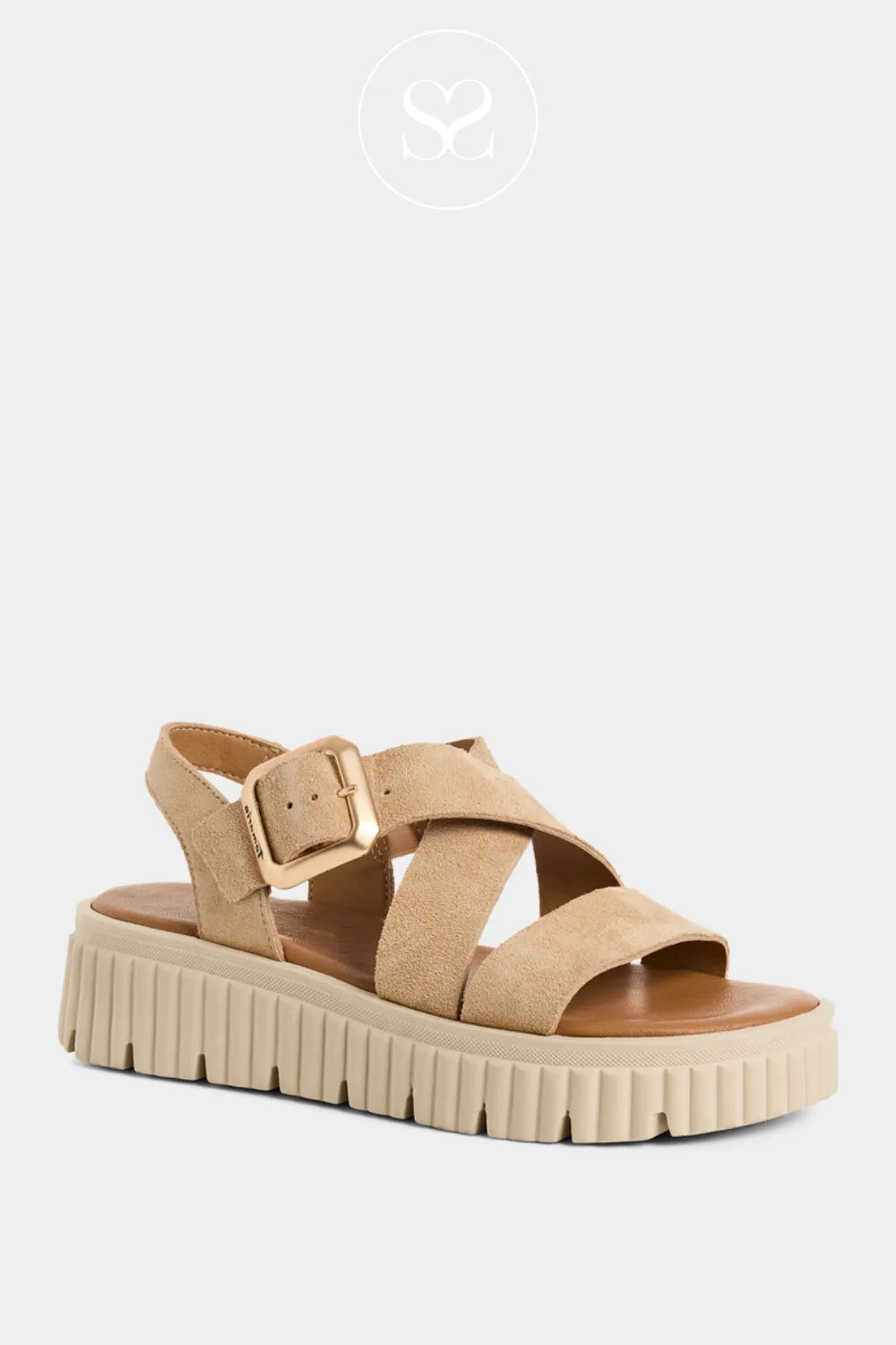 Elevated sole wedge sandals.