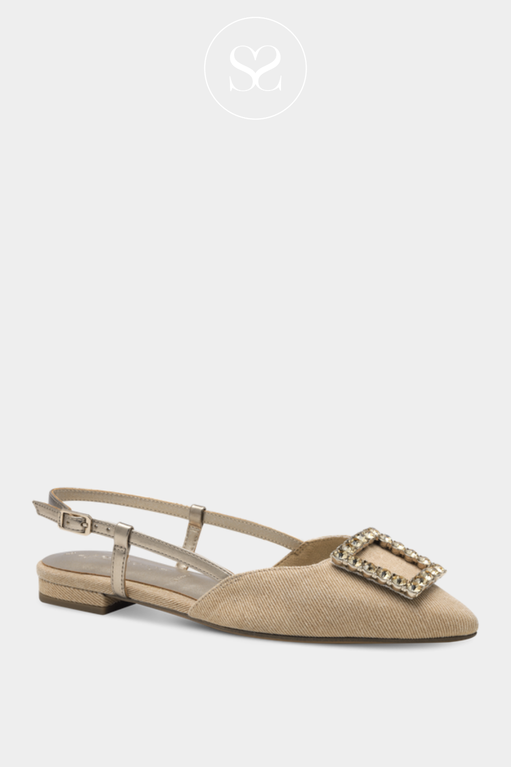 DRESSY TAMARIS 1-29403-42 BEIGE SLINGBACK FLATS SHOE