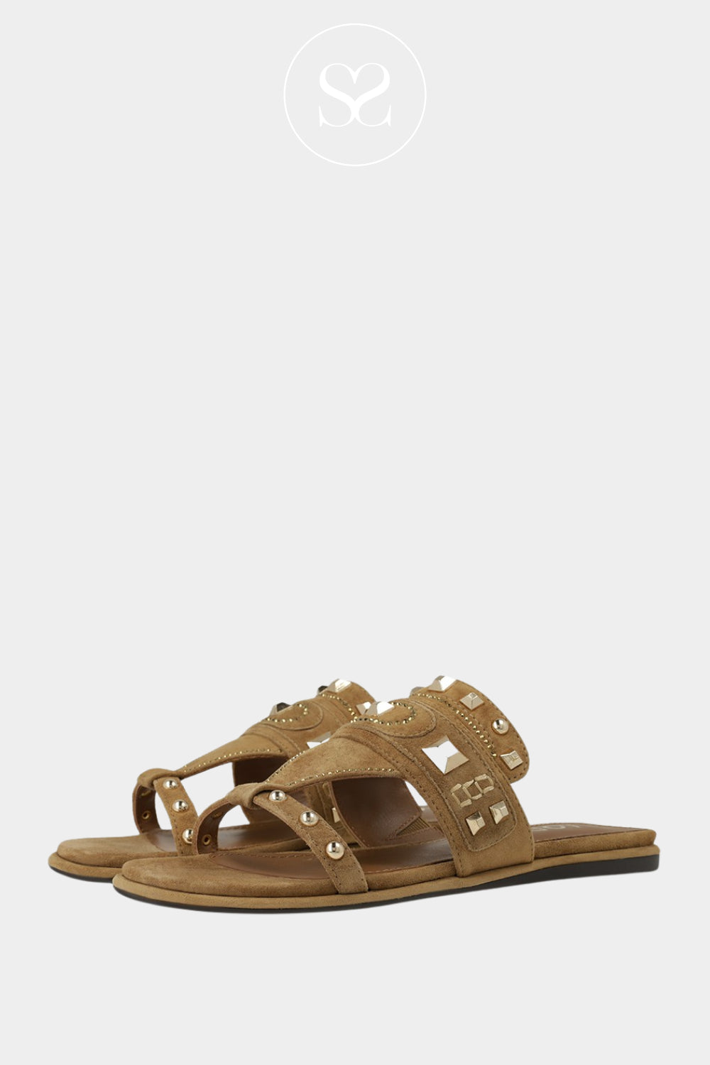 LODI Camel Suede Slider Sandals - Auriga