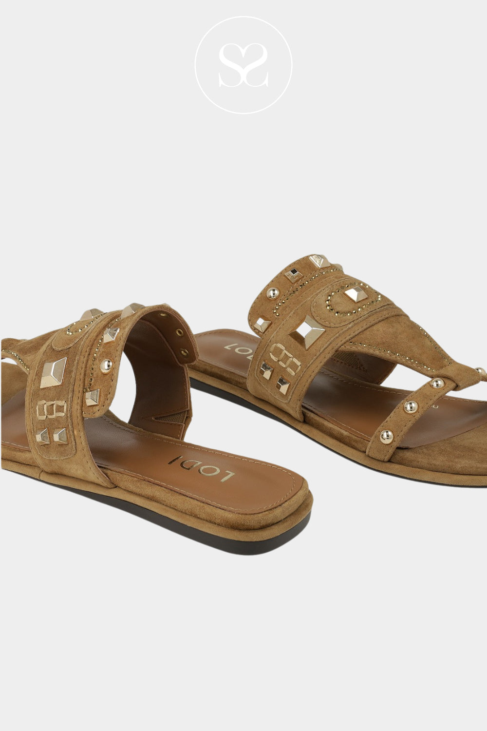 LODI Camel Suede Slider Sandals - Auriga