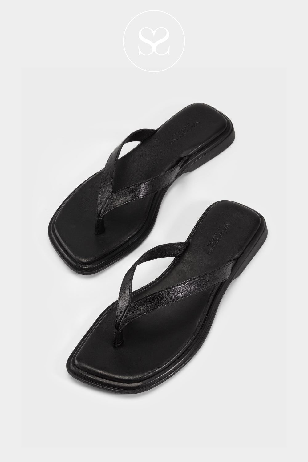 Vagabond Black Leather Square Toe Sandals -Ireland