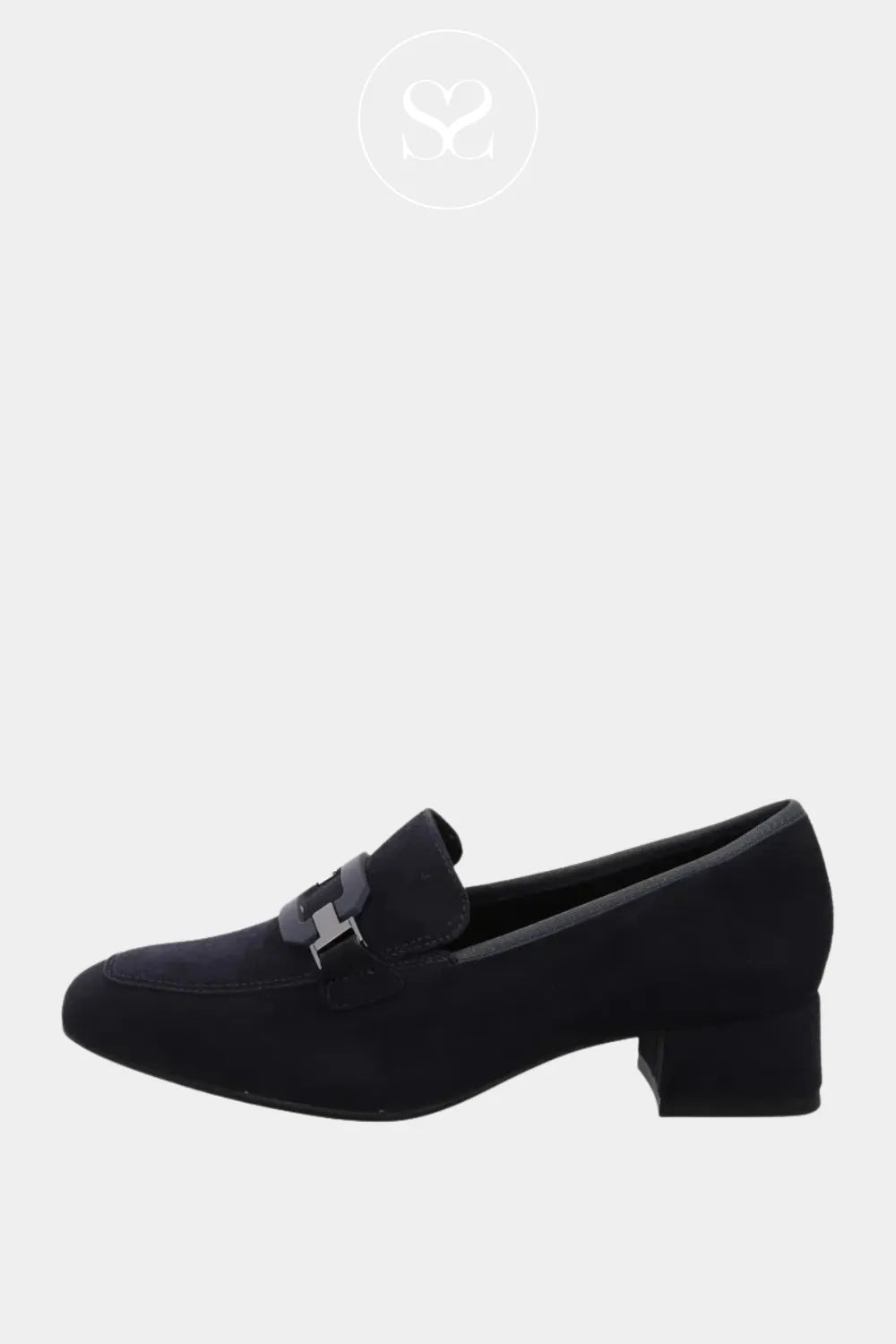 ARA navy suede pull on square toe loafers Ireland 12-20432