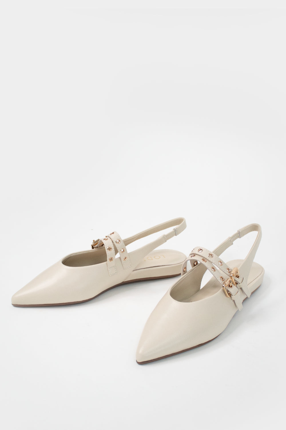 Lodi Cream Pointed Double Strap Pumps - A-Soria