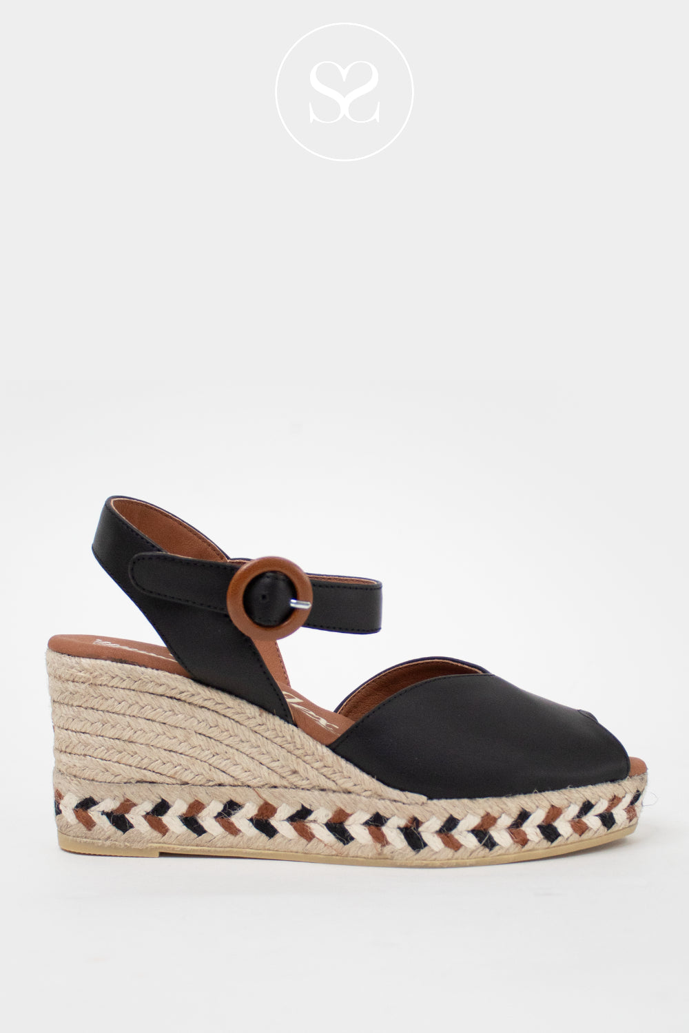 Viguera Black Platform Wedge Sandals 2317 Ireland
