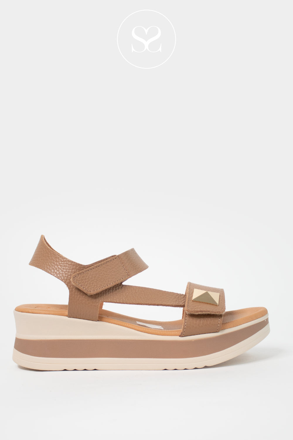 Oh My Sandals Taupe Wedge Sandals 5973 - Ireland