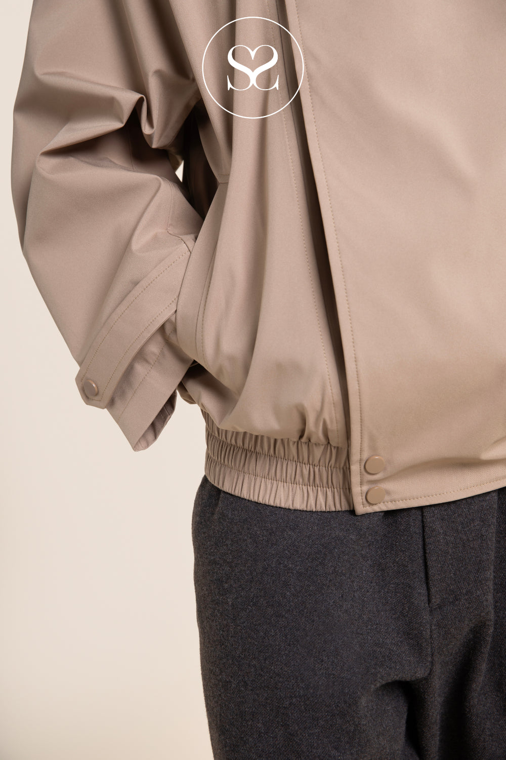 Flotte Beige Waterproof Jacket With Funnel Neck - Rivoli