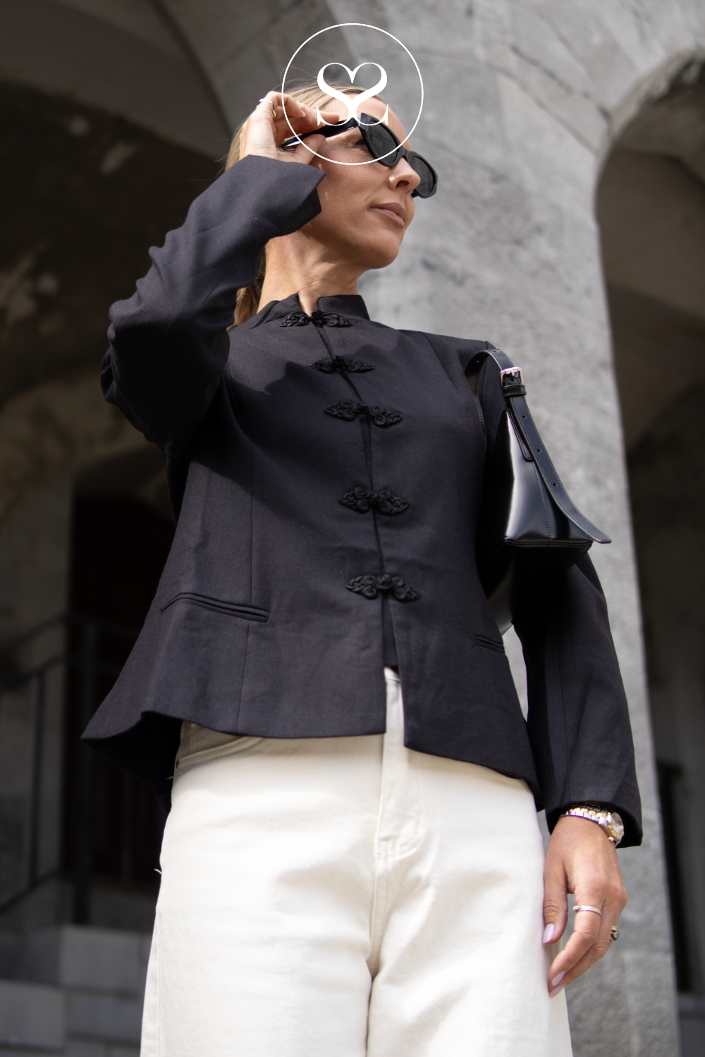Black Wool Mandarin Jacket — JW069