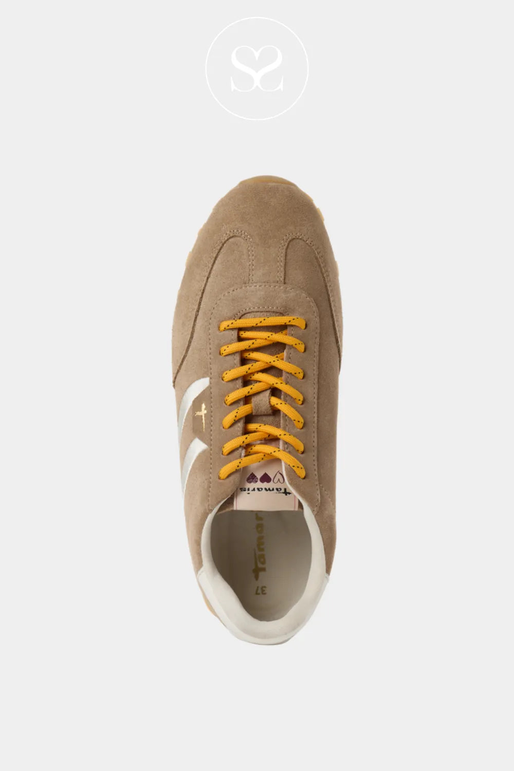 Taupe round toe trainers. Casual everyday sneakers. Comfortable shoe with removable insole