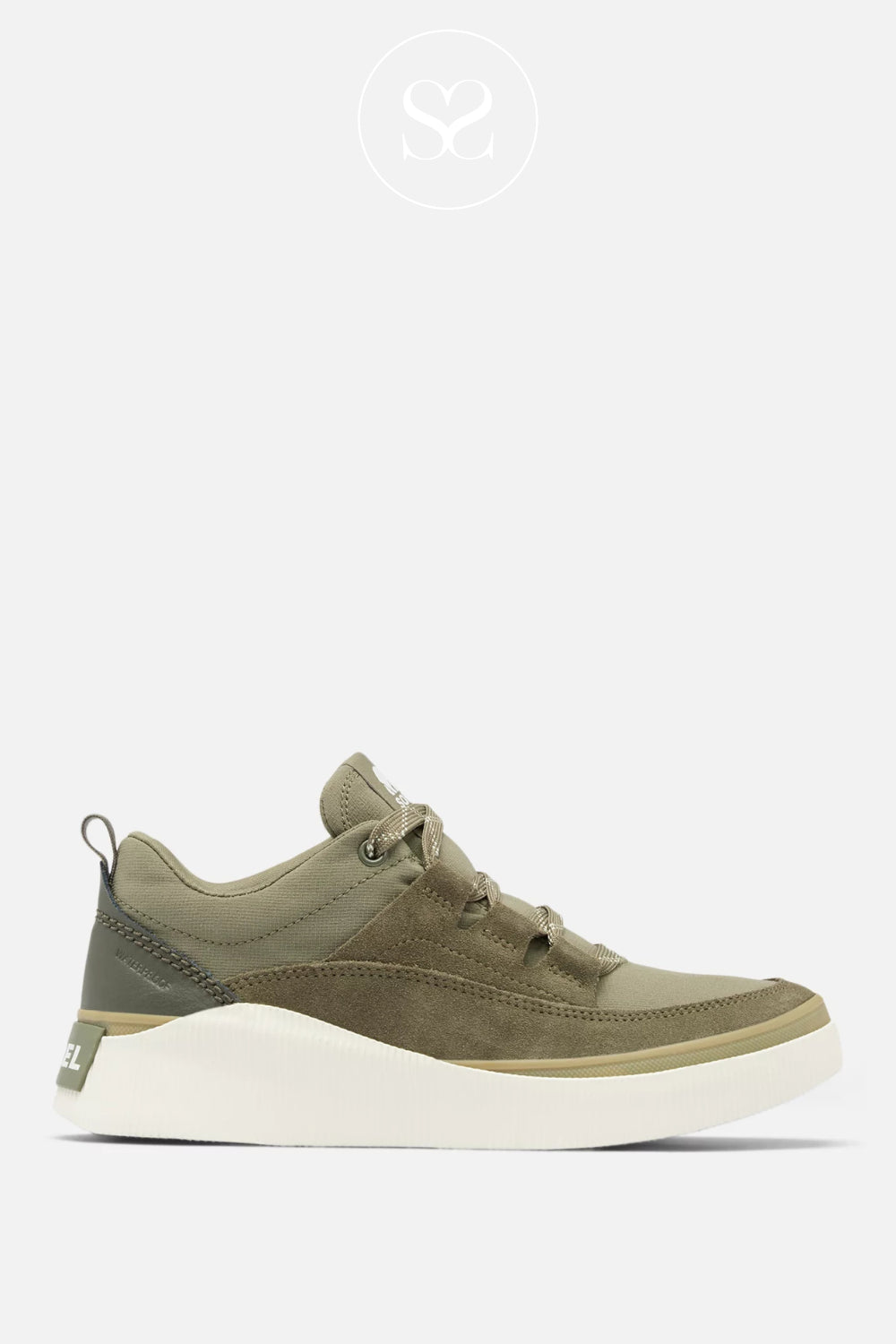 Sorel Khaki Waterproof Wedge Trainers - NL5158 Out N About