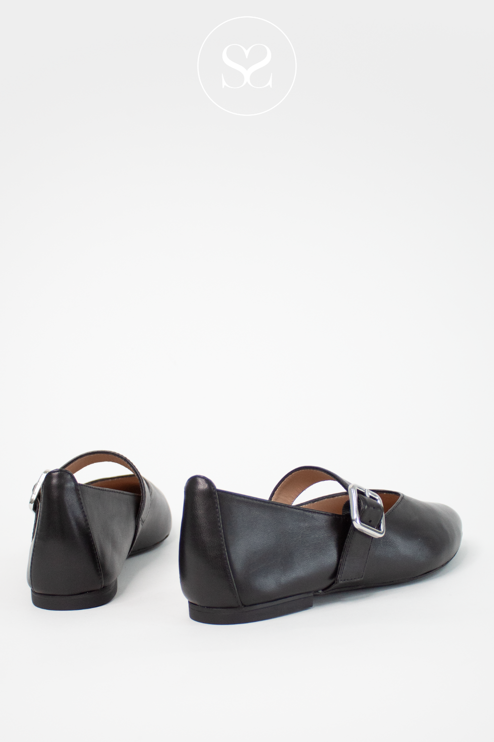 UNISA BLACK POINTED TOE FLAT MARY JANE PUMPS AZAILA