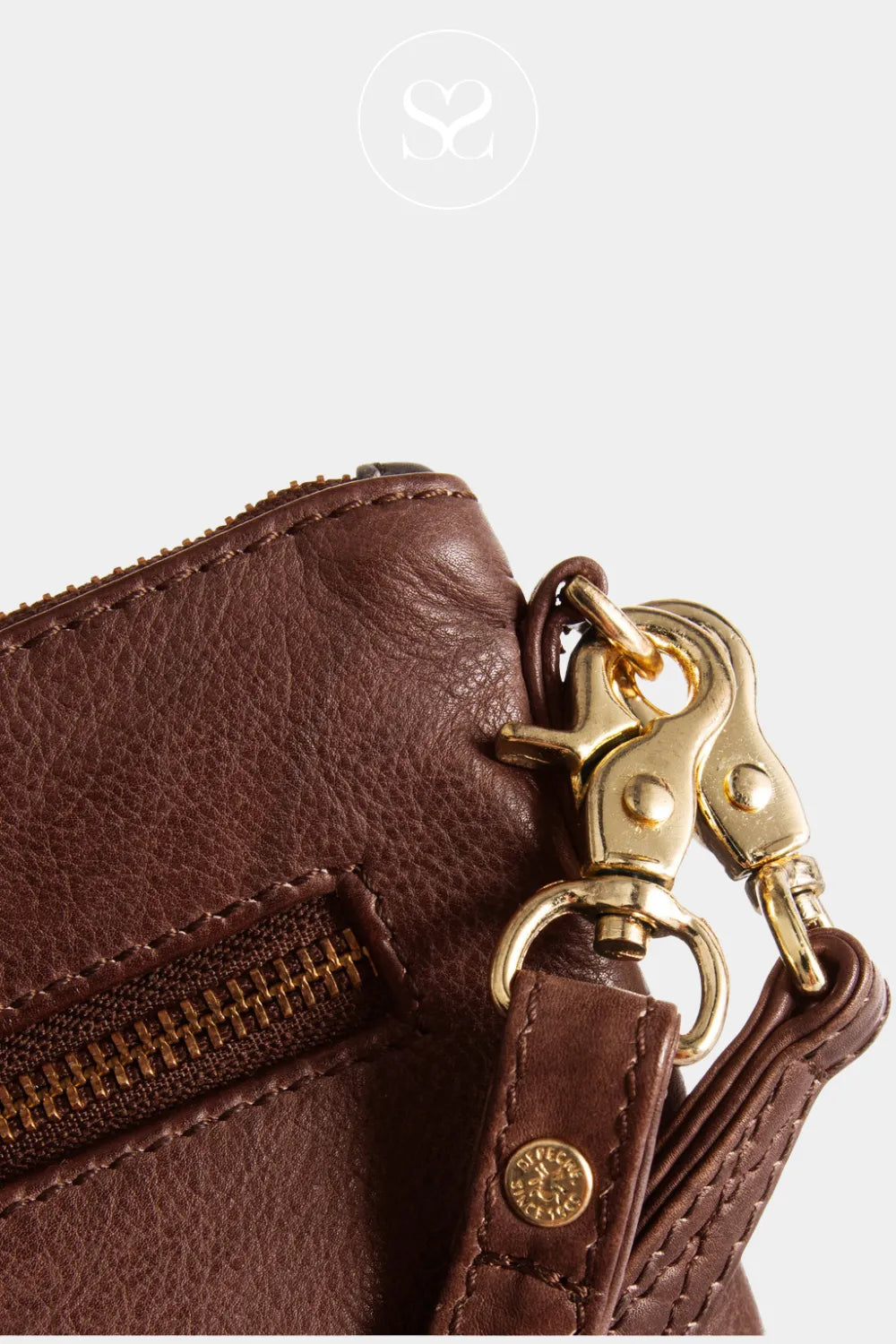 DEPECHE BROWN SMALL CLUTCH LEATHER BAG - 12152