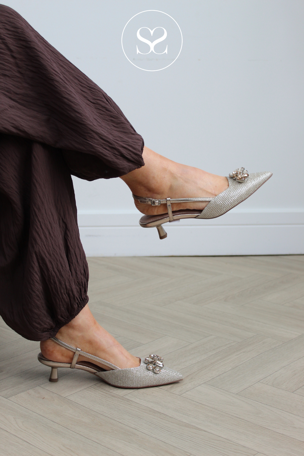 Tamaris Metallic Kitten Heel Sling-Back 1-29512-46