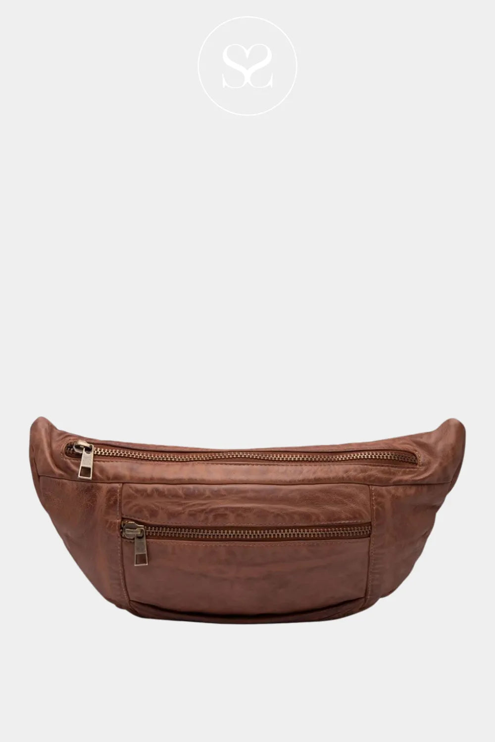 DEPECHE 13860 BROWN LEATHER CROSSBODY BUMBAG IRELAND