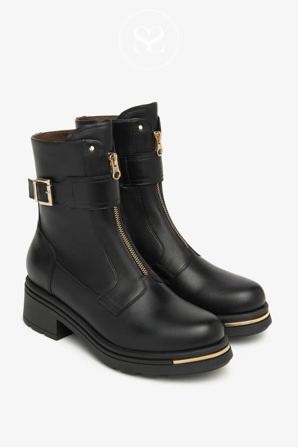 NERO GIARDINI BLACK LEATHER BOOT WITH GOLD EMBELLISHMENTS FOR WOMEN