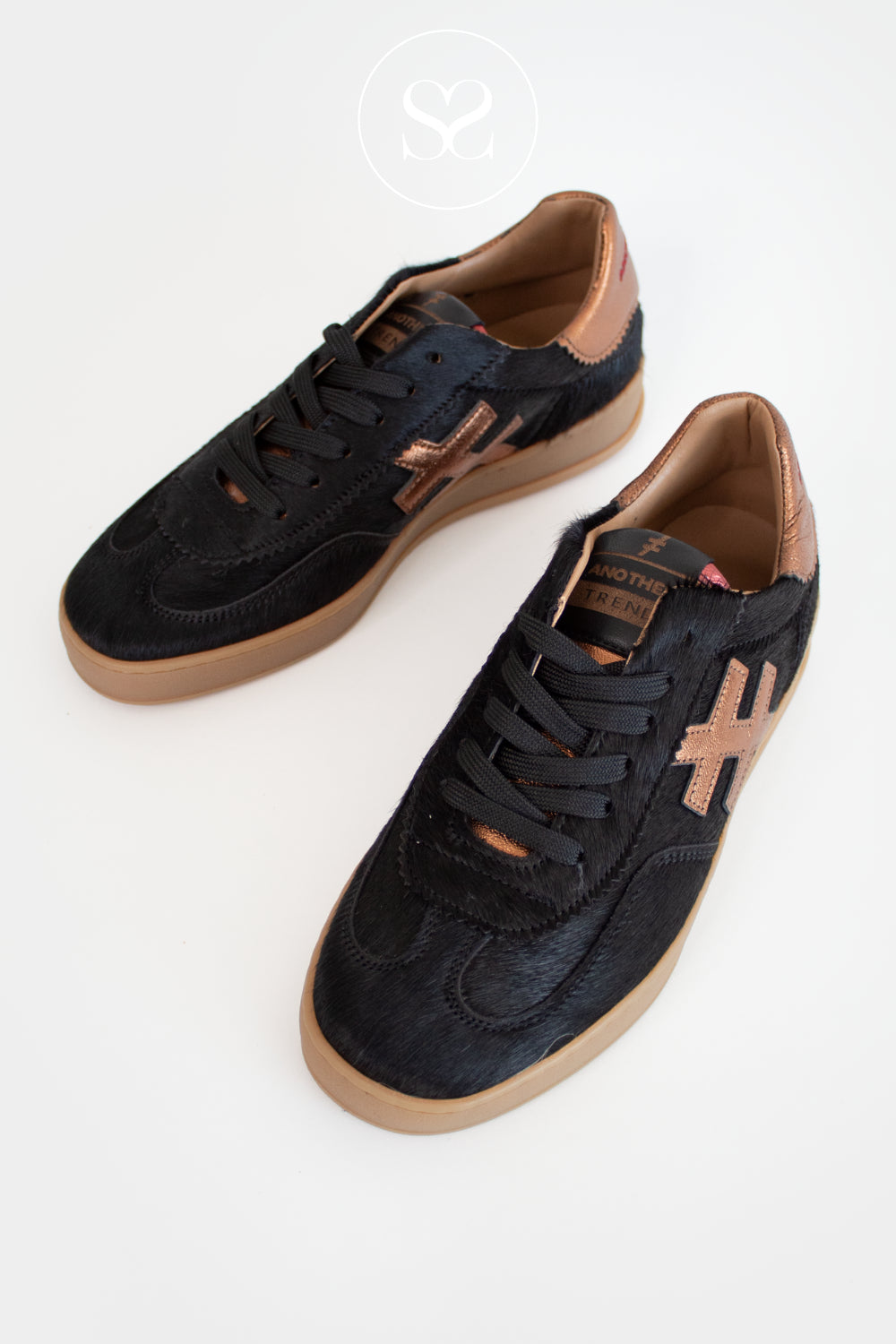 Textured black and rose gold trainers for ladies in Ireland from Another Trend - A038
