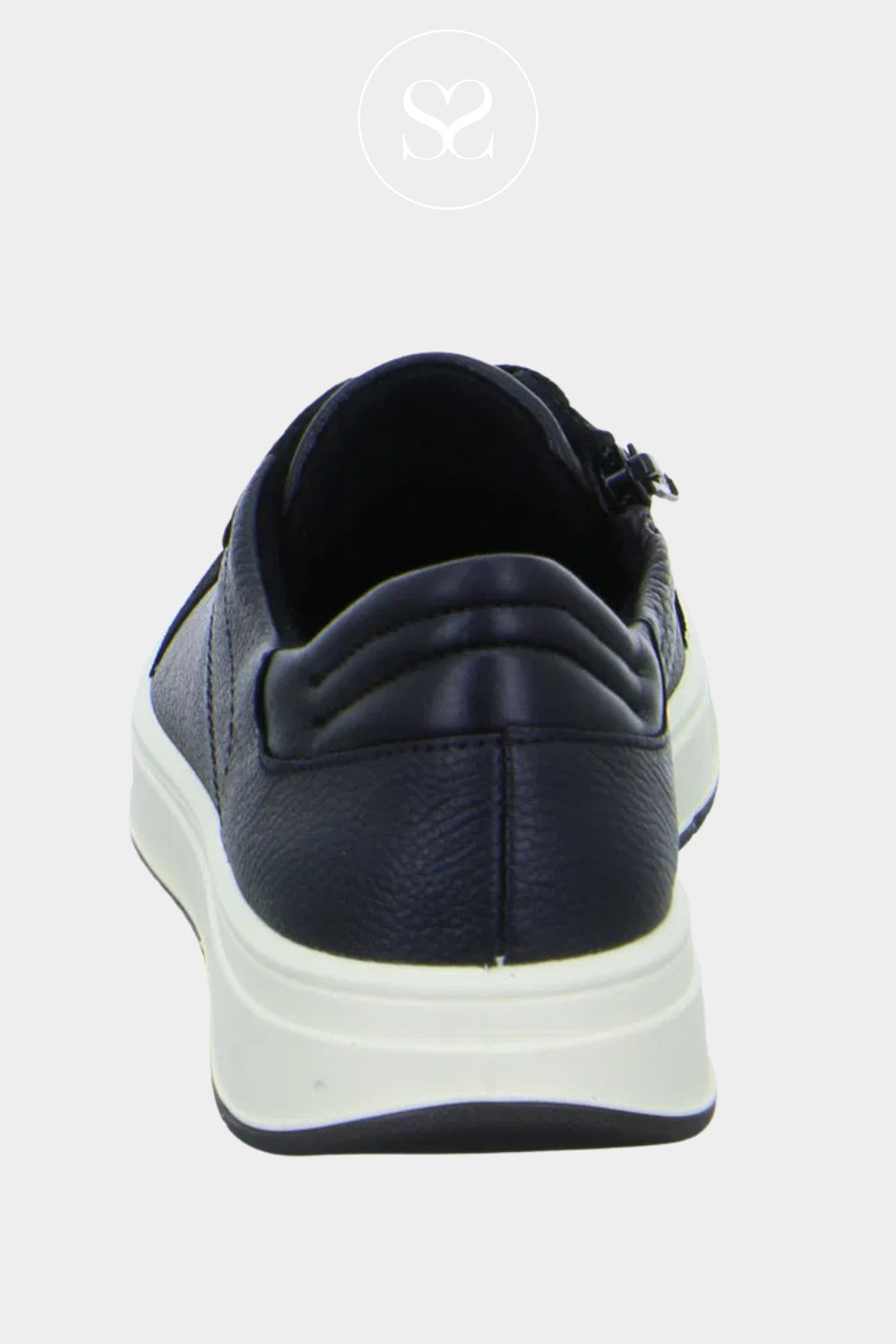 Ara Black Leather Wedge Trainers with side zip for Women - 12-50006
