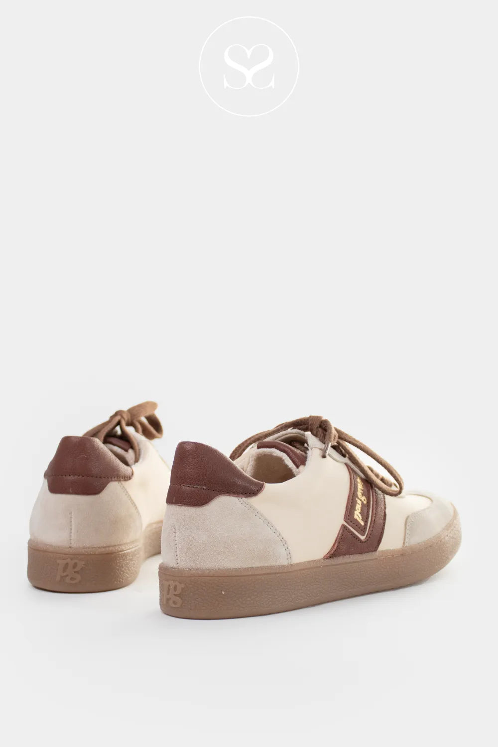 Paul Green cream/brown retro style trainers 5437 Lightweight and flexible gum sole for all-day comfort