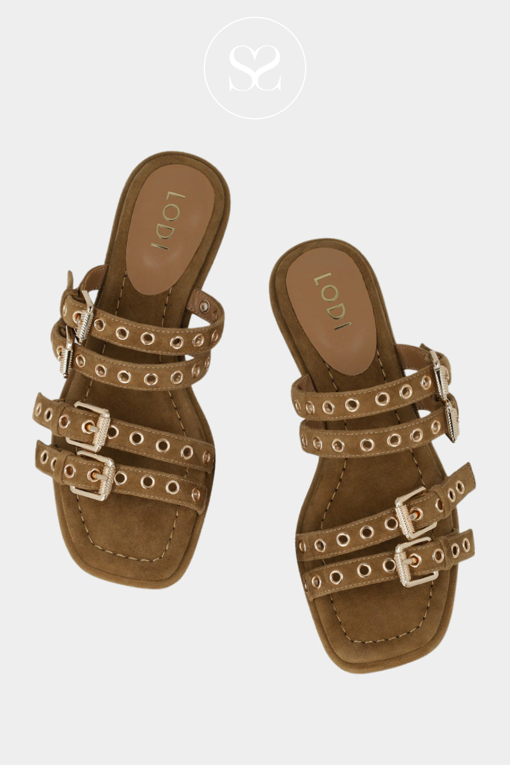 Lodi Camel Suede Slip-on Sandals - A-Perseo