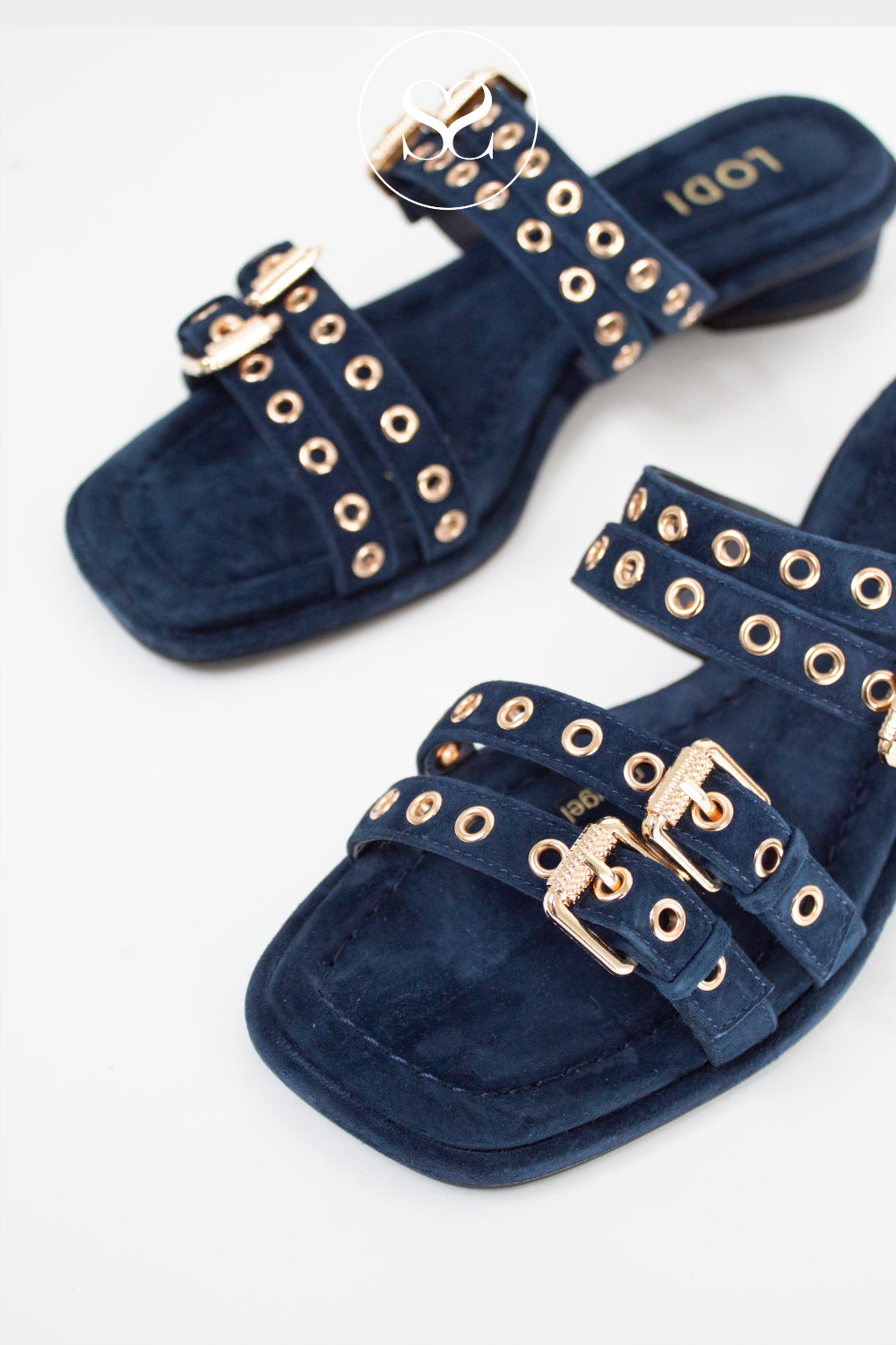 Lodi Navy Suede Slip-on Sandals - A-Perseo