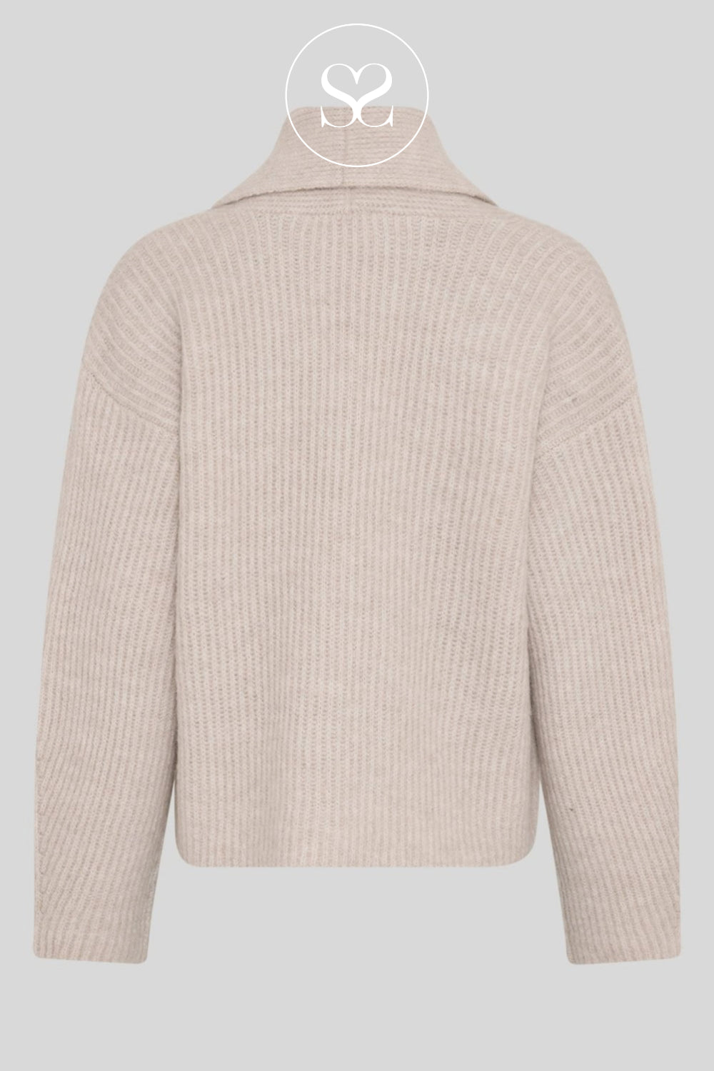 Oatmeal cropped Lapel neck cardigan - Viannie