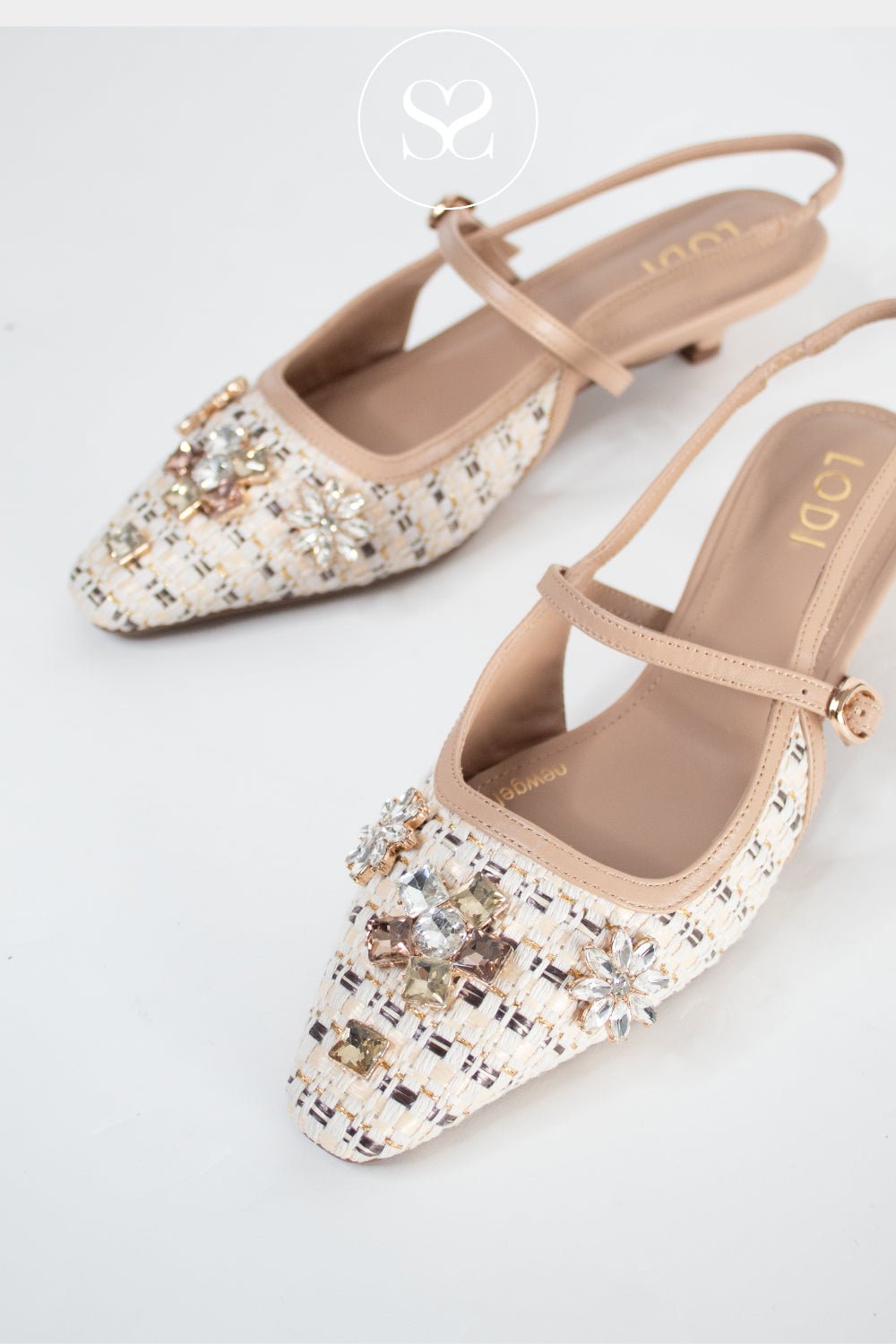 Lodi Camel Aztec Woven Kitten Heels - A-Apus