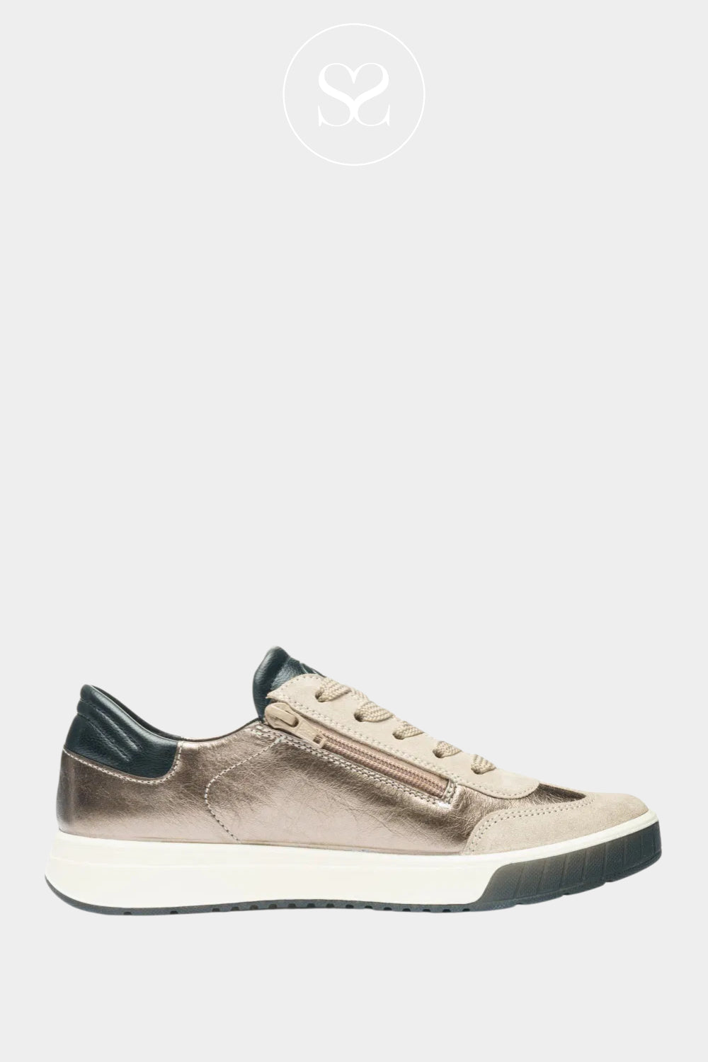 Ara Pewter Metallic Slip-On Wedge Trainers for Women - 12-50006